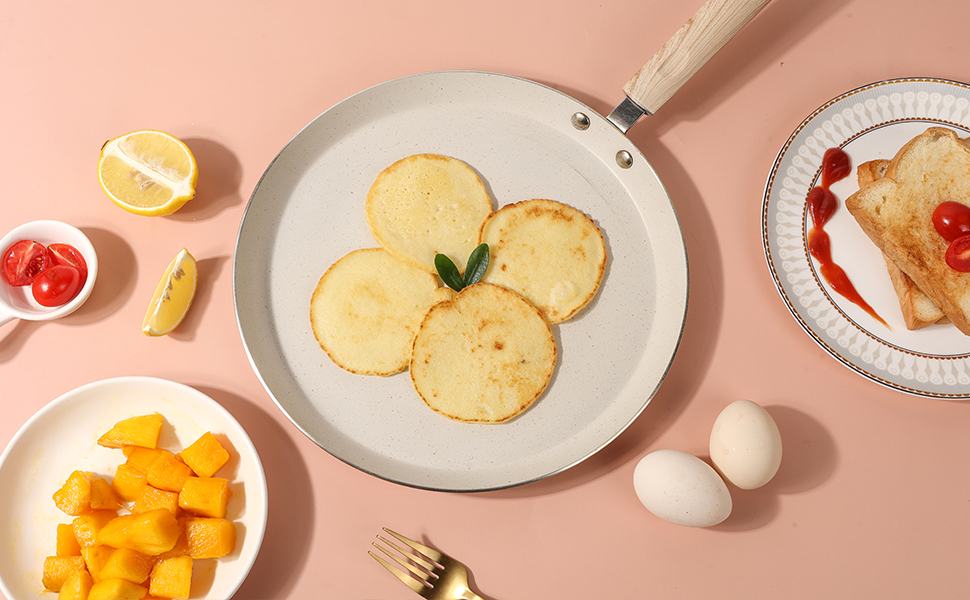 Zalnuuk Crepe Pan, 10 Inch Dosa Pan with Spreader, Nonstick