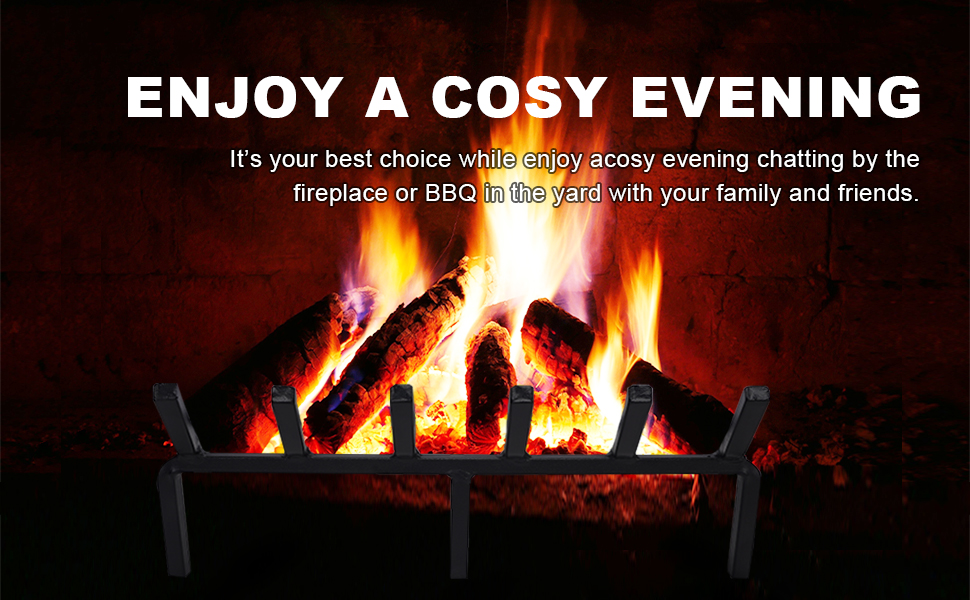 TwentyNext Fireplace Grate 20 Inch Heavy Duty Solid Steel