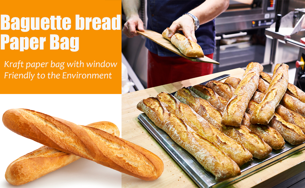 PAKIPER 50 Pack Cookie Packaging Bread Bags,Baguette Bags