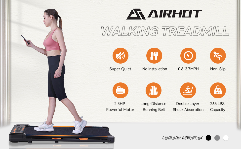 AIRHOT Walking Pad, 2 in 1 Under Desk Treadmill of Compact Space, 2.5HP