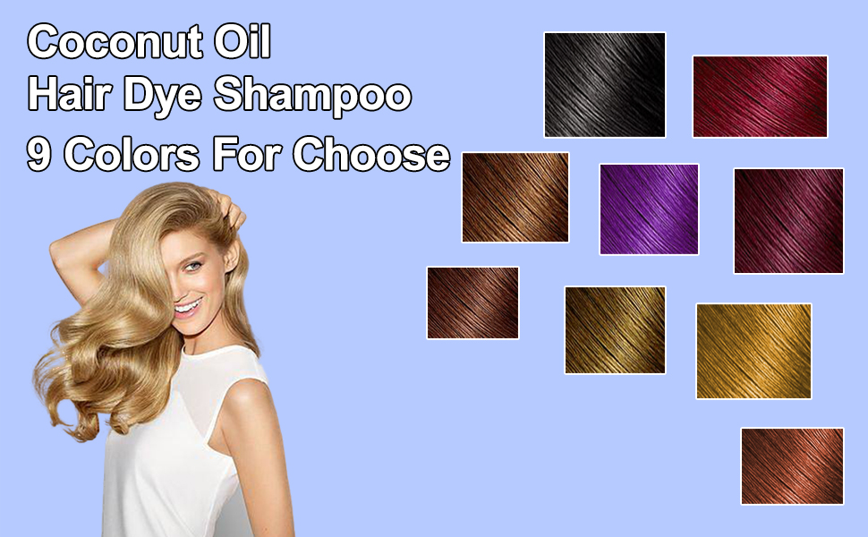 Hair Dye Shampoo 3 in 1, Coconut Oil Hair Dye, Hair Color Shampoo For Women & Men