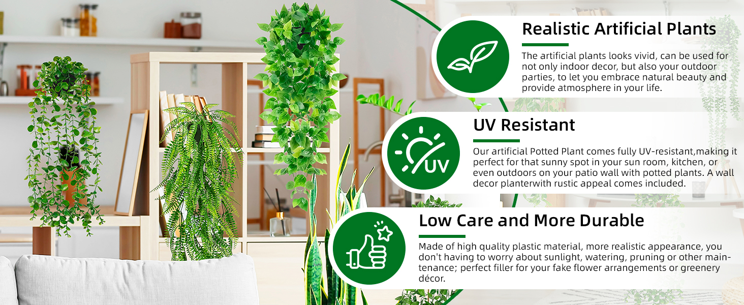 Artificial Hanging Plants for Shelf, 6 P... 11 2