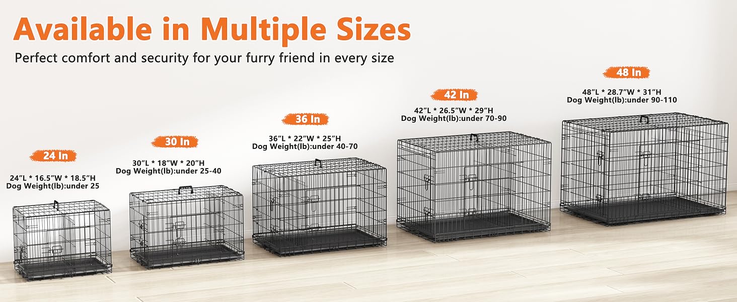 Piskyet 42 Inch Double Door XL Dog Crate with Divider