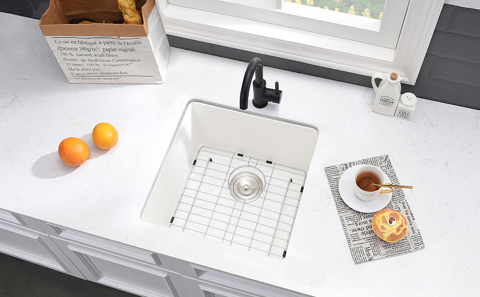 21 Inch White Undermount Bar Sink VASOYO 21"x19" White Kitchen Sink Undermount Wet Bar Prep