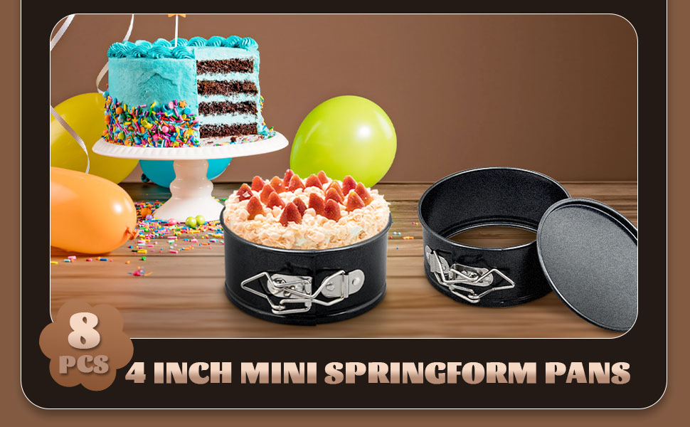 8 Pcs 4 Inch Springform Pans Mini Springform Pan Small Leakproof Round Cake Pans