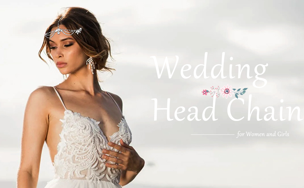 bride wedding head chain silver head chain bridal head chain headpiece