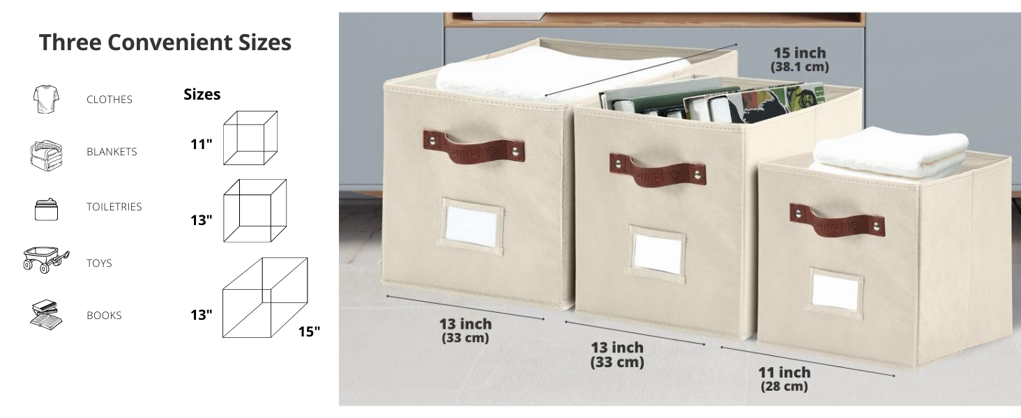 Storage Basket 13x15x13 Cube Storage Bin, Linen Closet