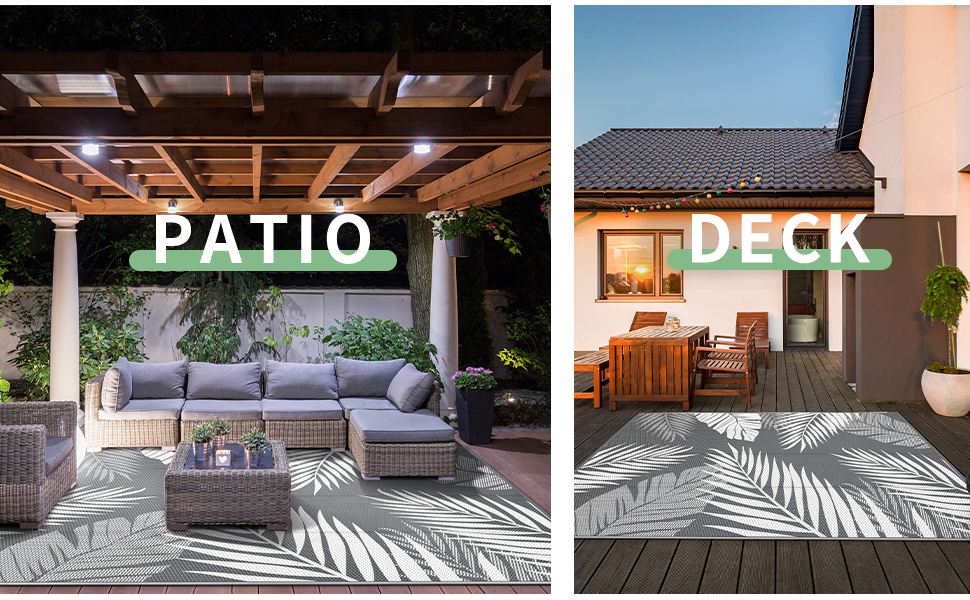 GENIMO Outdoor Rug 9' x 12' Waterproof for Patios Clearance, Reversible