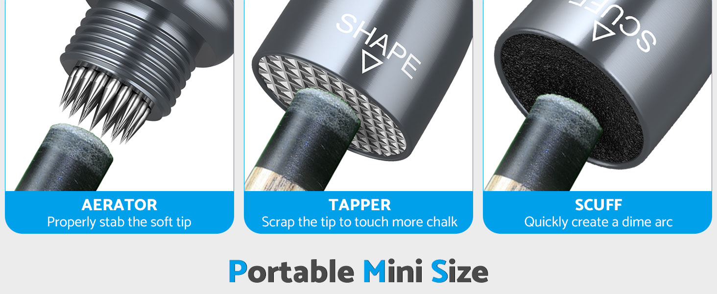 eSynic Professional Snooker Cue Tips Shaper 3 in 1 Pool Cue Tips Shaper