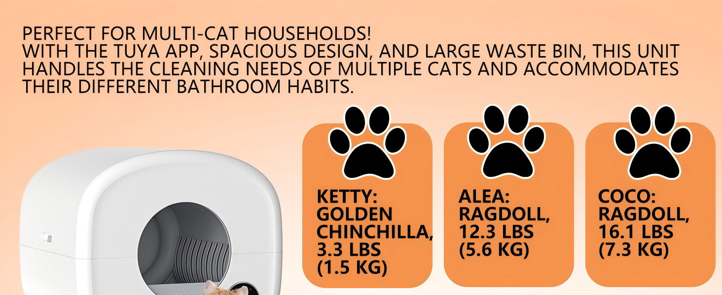 110L Automatic Litter BoxRobot for Multiple Cats, Self