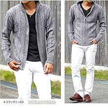 JieDa グレー ニット ジャケット ジップアップ ゴルフ用 Amazon.co.jp: [CASUALINASE] メンズ ゴルフニット ゴルフウェア