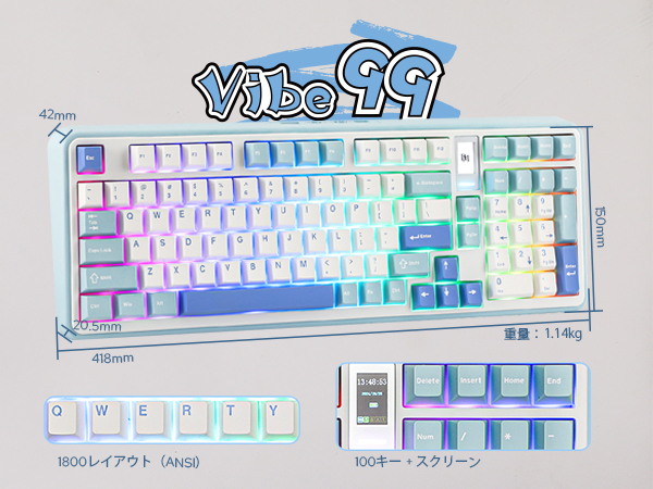 Amazon | MechLands Vibe99 ワイヤレスゲーミングキーボード