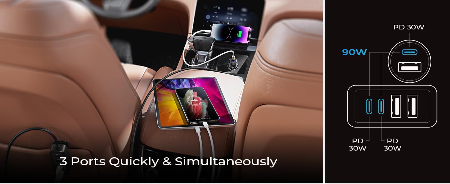 car charger fast charging car phone charger USB C Car Charger Cable USB Charger