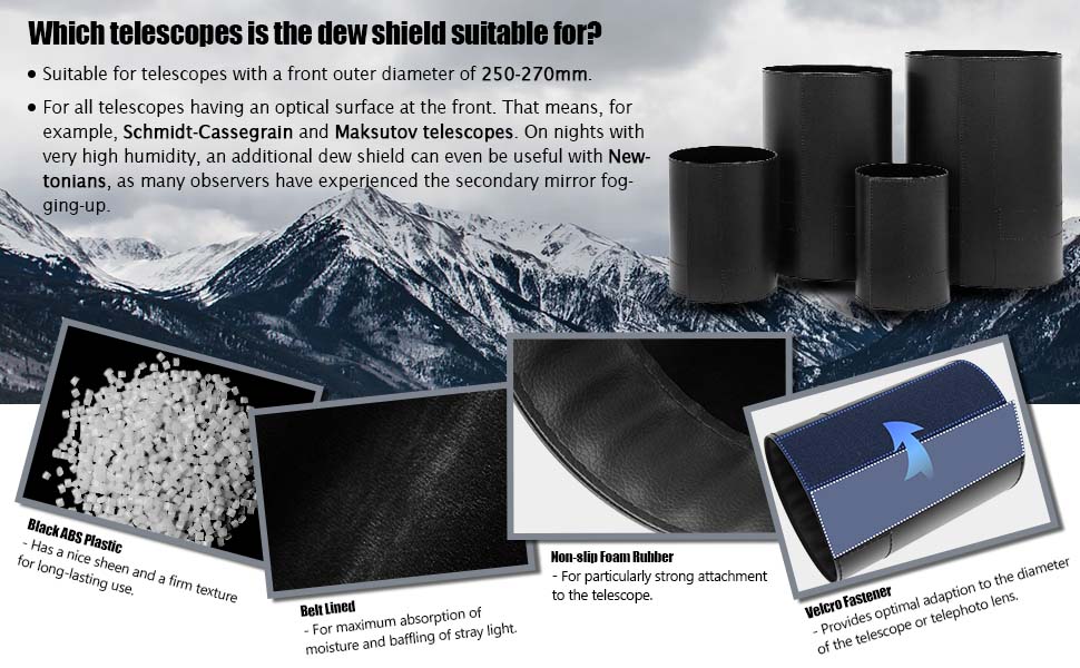 Astromania Flexible Dew Shield for Telescope Front Outer Diameter from 250270mm