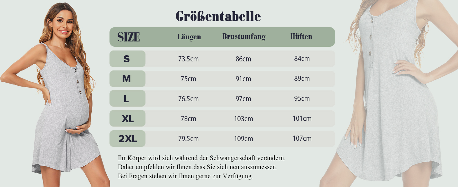 Stillnachthemd Damen Ärmellos Baumwolle Umstandsnachthemd 