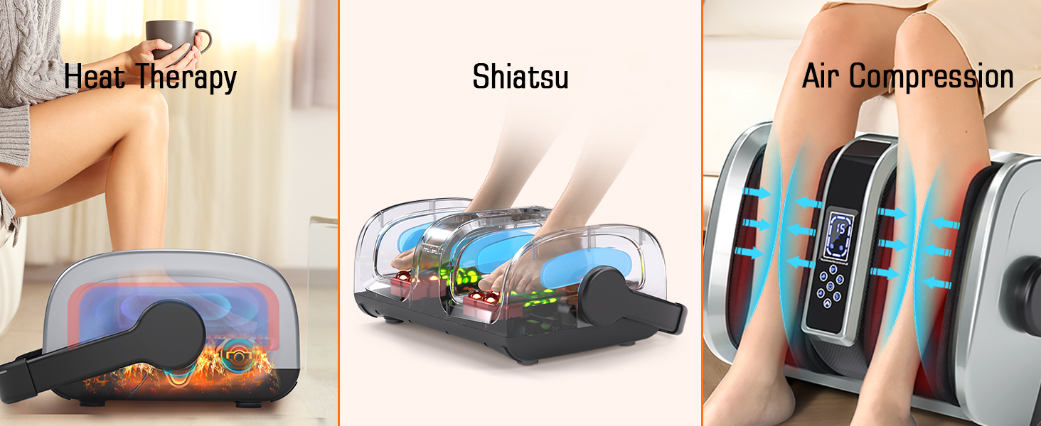 Shiatsu Foot Massager Machine with Heat & Remote for Plantar Fasciitis & Neuropathy, Deep Kneading Calf Leg Massager, Blood Circulation & Pain Relief 14 function