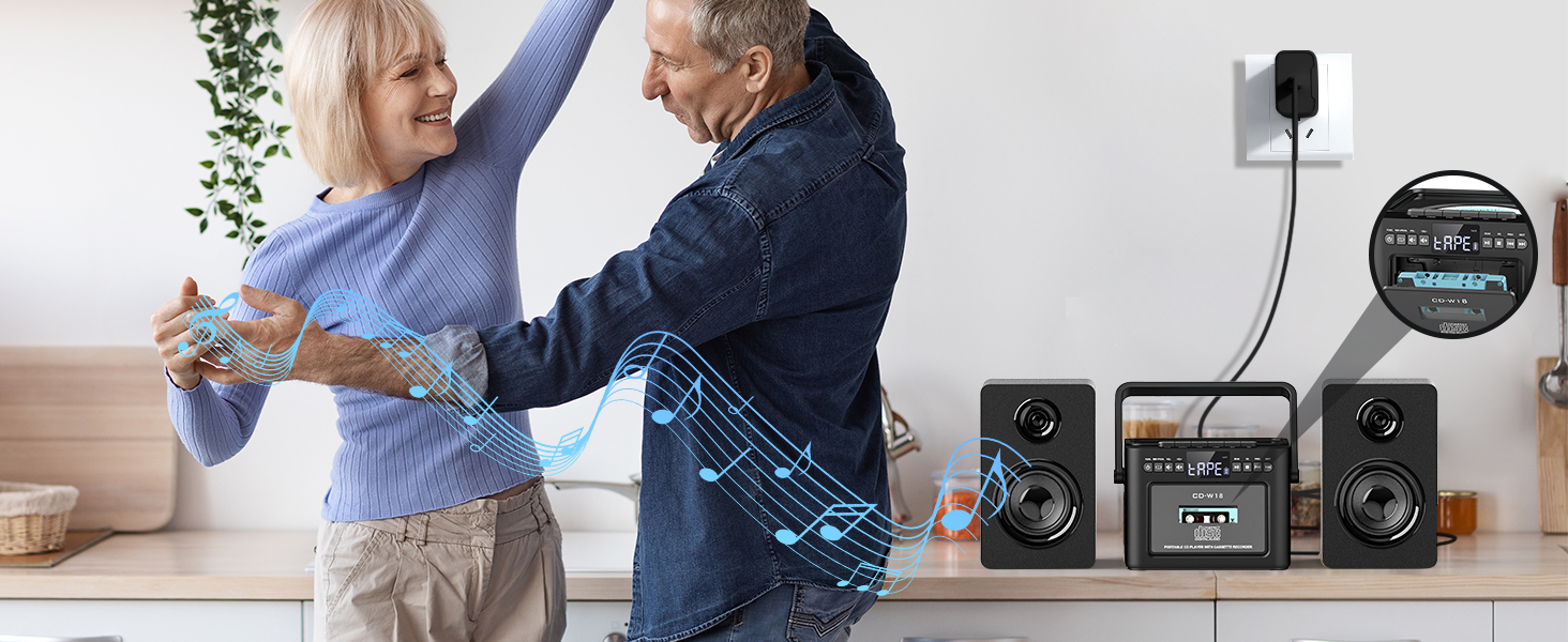 Greadio Stereo Shelf Systems Boombox CD and Cassette Player