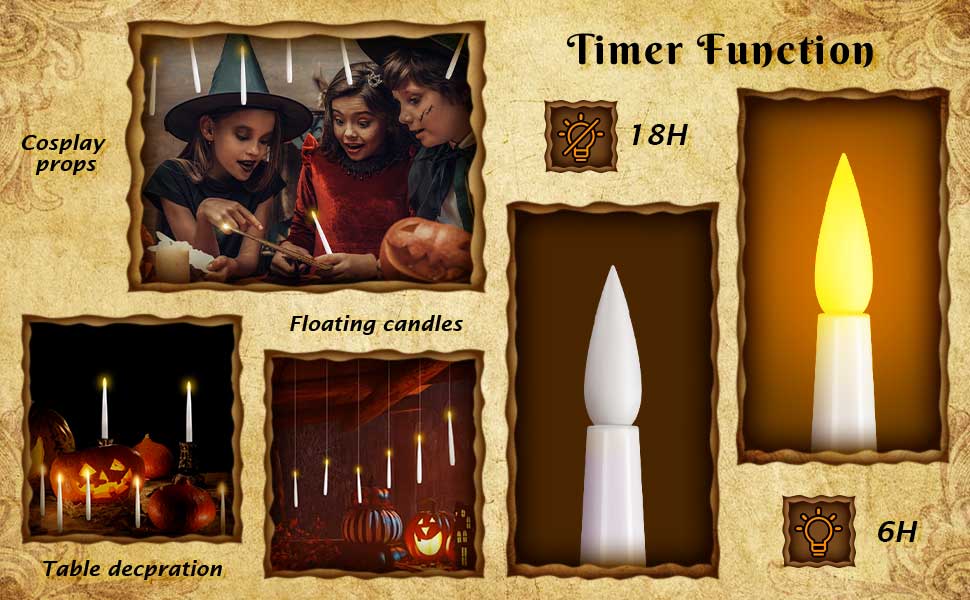 Floating Candles with Wand, Hanging Magic Candle, Flashing Warm Light