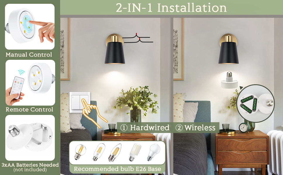 cordless wall lamp sconces wall decor set of 2 wireless bedroom sconces set of 2 wireless
