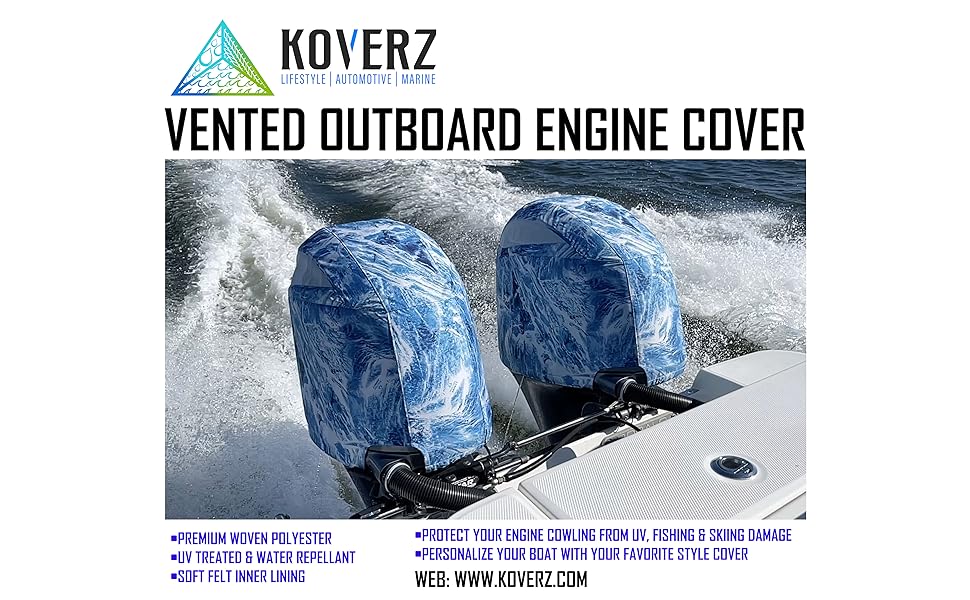 Koverz Custom Fit Vented Boat Engine Cover compatible with