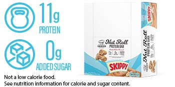 genius gourmet SKIPPY peanut butter bar​ low sugar protein bar no sugar added gluten free