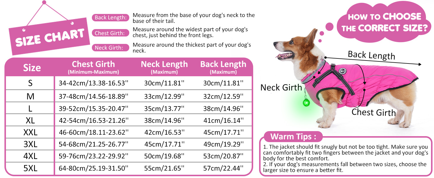 HezzLuv Dog Winter Jacket Coat, Waterproof Dog Coat with Harness
