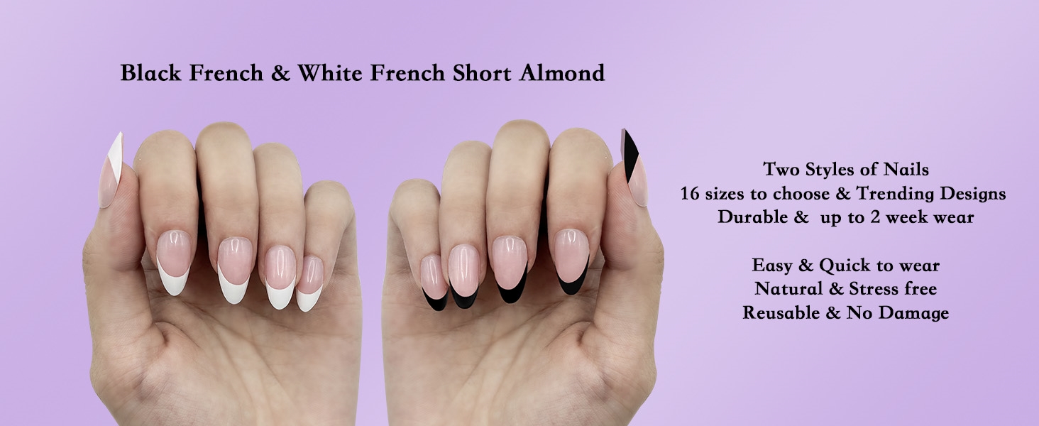 2 styles french tip fake nails