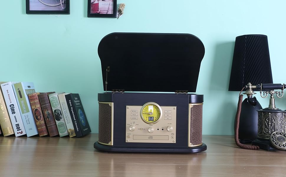 ミュージック reco Amazon.com: All-in-One Vinyl Record Player with Bluetooth