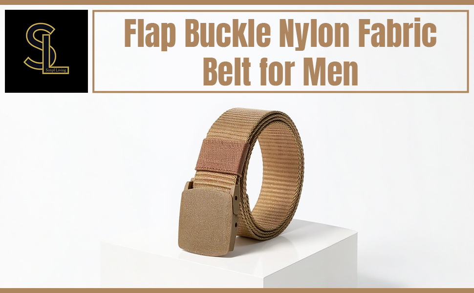 SPN-JGSP Nylon Fabric Belt for Men, Plastic Flap Buckle