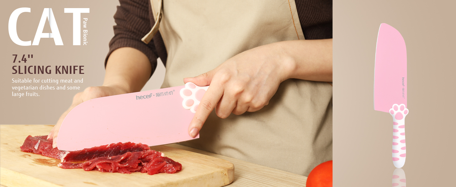 hecef Kitchen Knife Set with Detachable Block, NonStick Coated Knife