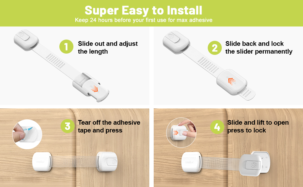 6 Pack Adjustable Child Safety Strap Locks, Baby Proof