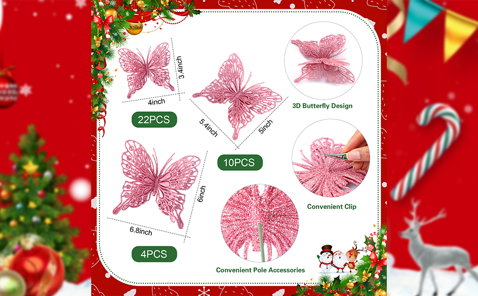 Christmas Glitter Butterfly Ornament