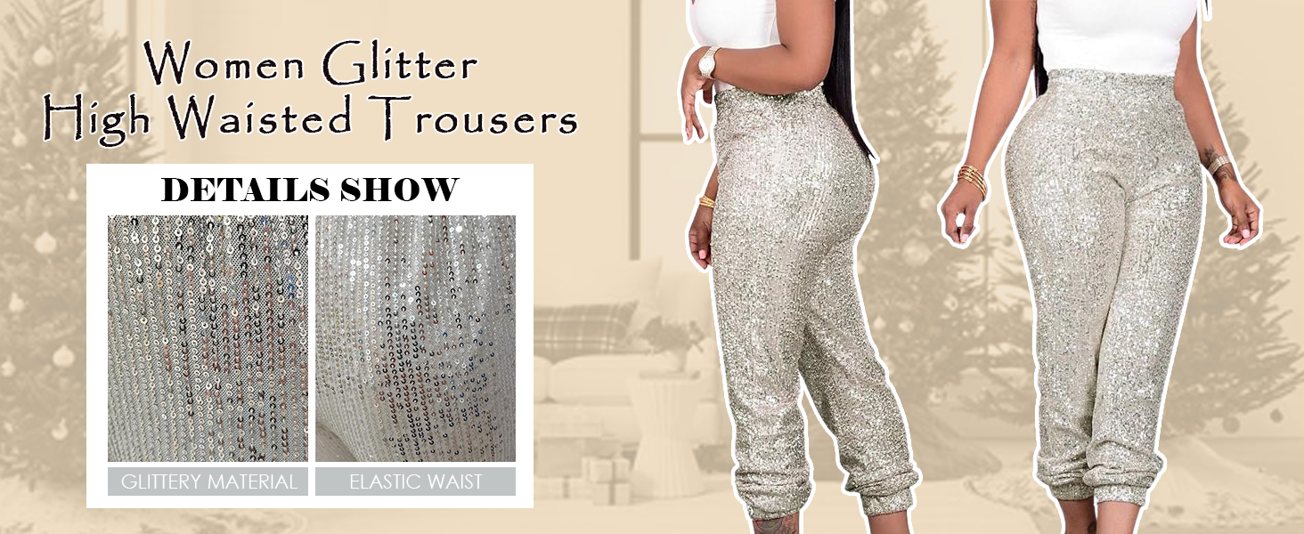 Womens Bling Sequin Pants.