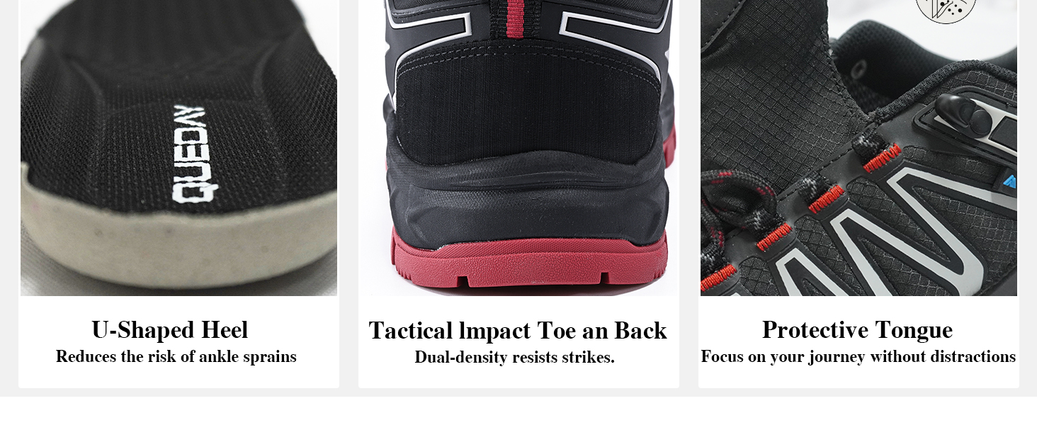 Cap Toe, Heel Shield & Gusseted Tongue