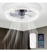 FTZVRD Ceiling Fans with Lights, Flush Mount Ceiling Fans with Light, 3000K-6500K Dimmable Fandel...