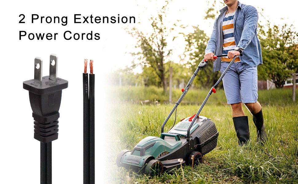 16/2 2 Prong Replacement Power Cord Pigtail，6.46Ft Cable