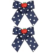 Back to School Hair Clips Cute Hair Clip for Girls Apple Bow Clip Navy Blue Bows Grosgrain Ribbon...