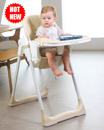 3-in-1 Foldable Baby High Chair with Wheels & Tray & Foot Rest for babies Toddlers