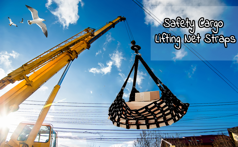 Safety Cargo Lifting Net Straps, Flat Polyester Sling