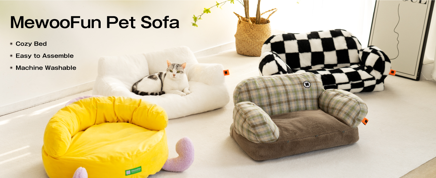Pet Couch Bed, Washable Cat Beds for Medium Small Dogs