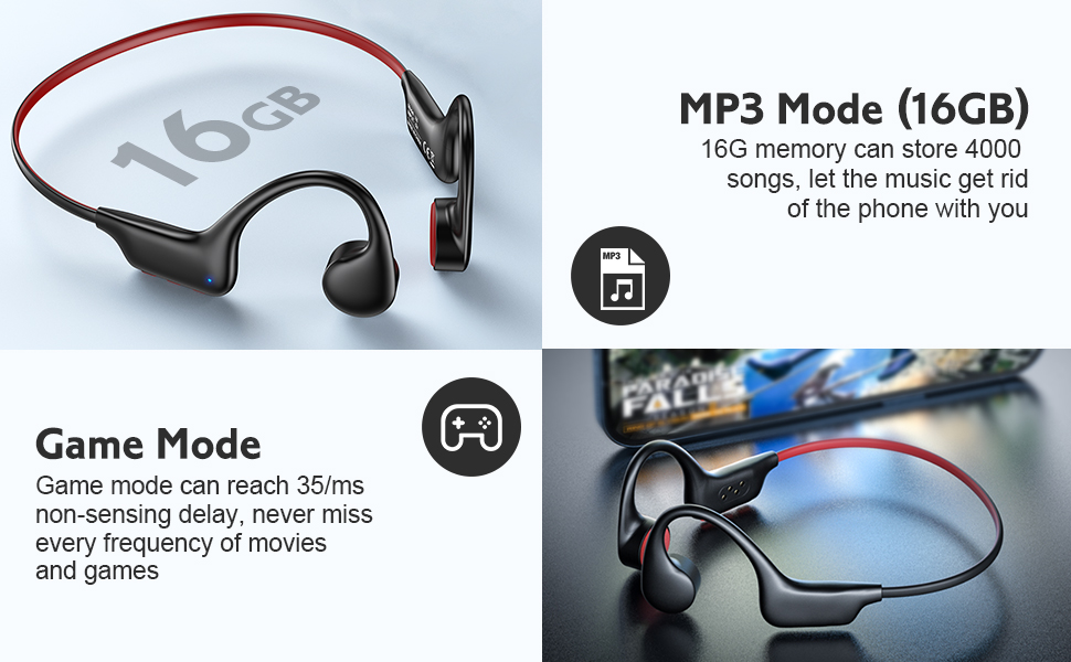 QODISA Bone Conduction Headphones (Black) Electronics