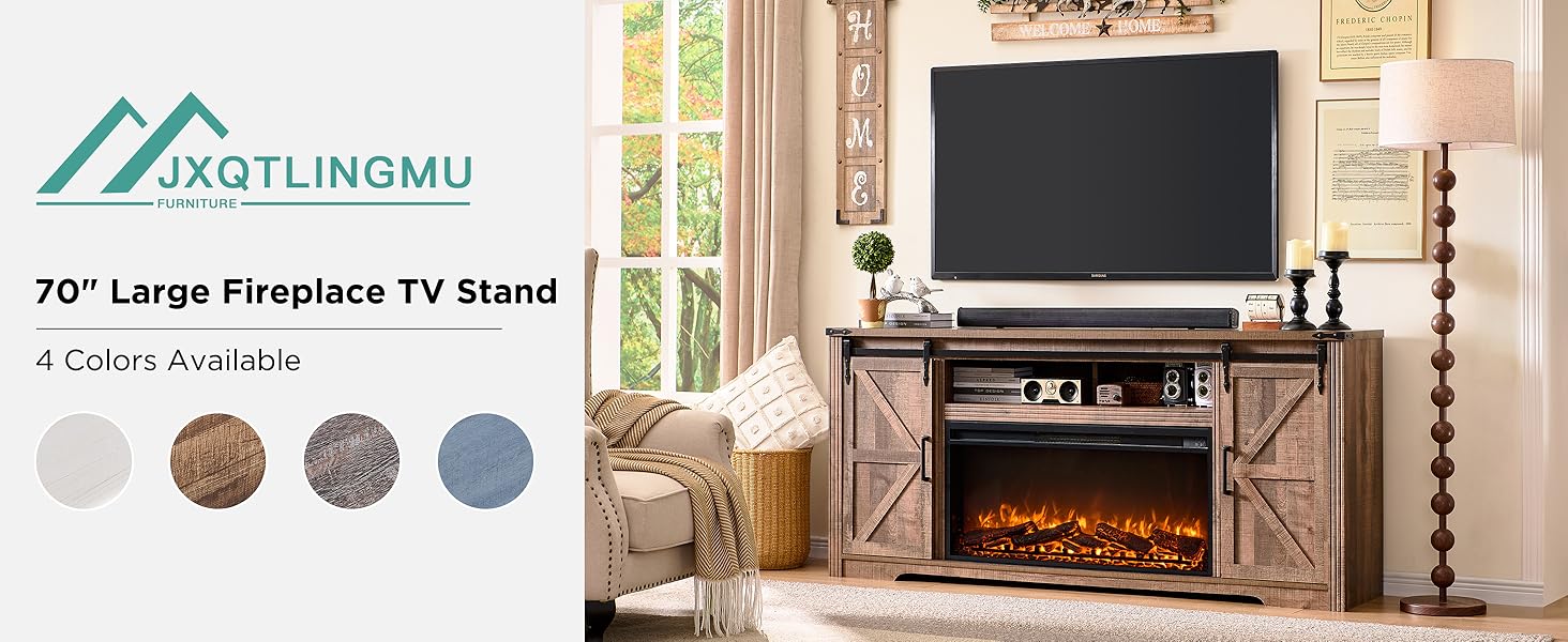 70" Large Fireplace TV Stand