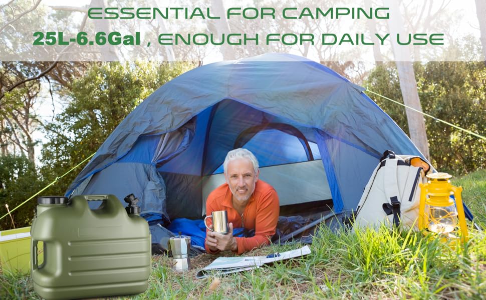 UPWOIGH Camping Water Container, 6.6 Gallon Water Containers Jug, Truly