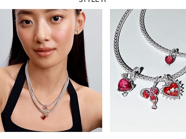 PANDORA Elevated Heart Necklace シルバー Pandora Elevated Heart Necklace | REEDS Jewelers