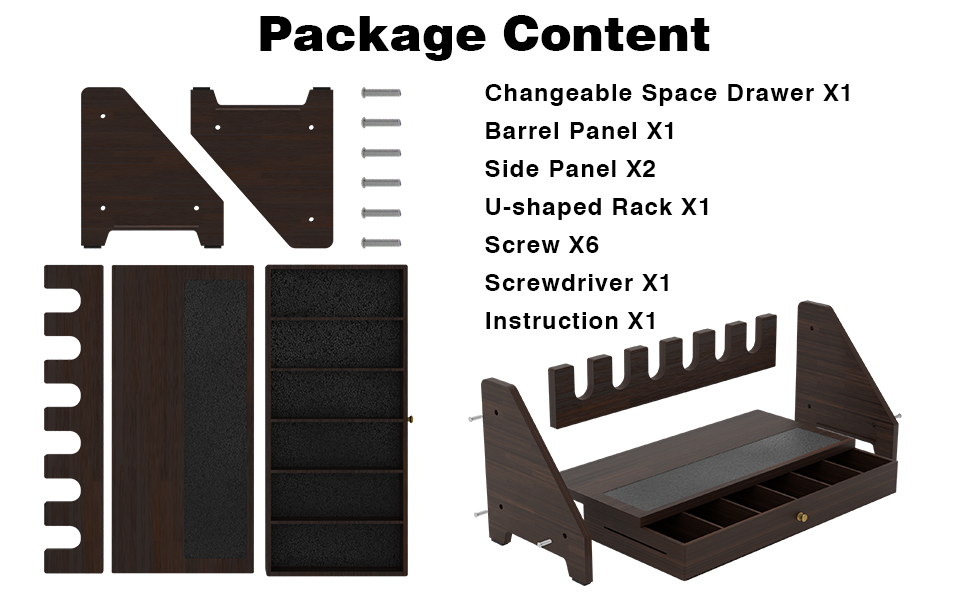 Pistol Rack, Wooden Handgun Rack with 6 Slots
