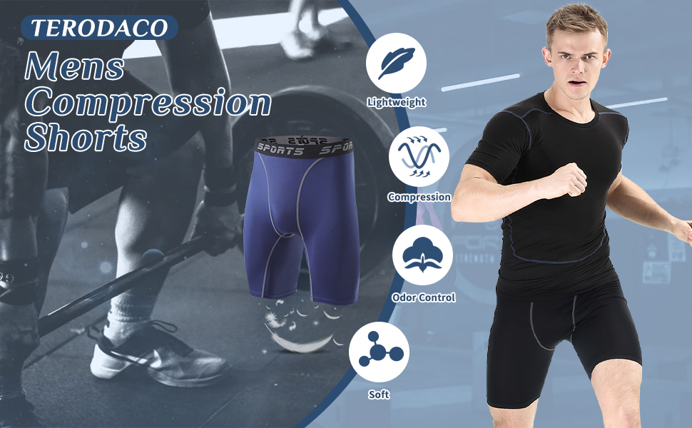 TERODACO Compression Shorts Men Anti Chafing Quick Dry Running Shorts