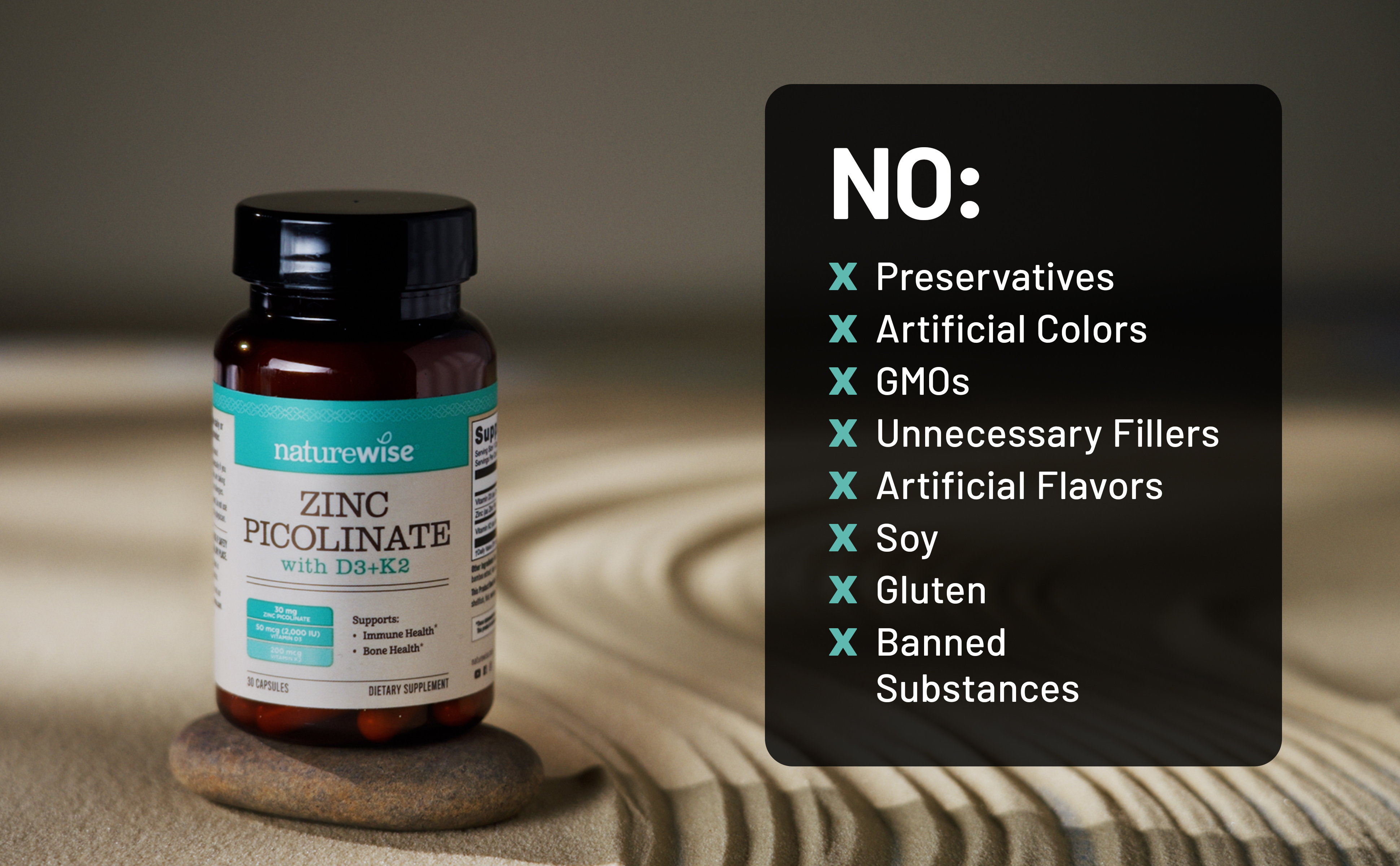 NatureWise Zink Picolinat mit D3 + K2 - Zink-Ergänzungen für Männer & Frauen + Vitamin D3 K2 - Unterstützt Immun- & Knochengesundheit* - Non-GMO, Glutenfrei, USA Hergestellt - 30 Kapseln[30 Tage Versorgung]