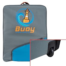 Buoy Watersports Echo Single Kayak - Backpack carrying case with close up of the wheels