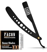Facón Straight Razors for Men - Professional Barber Straight Edge Razor Kit with 100 Blades, Clas...