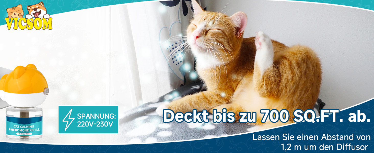 VICSOM 3in1 Pheromone Diffuser Katzen 60 Tage Pheromone Katzen
